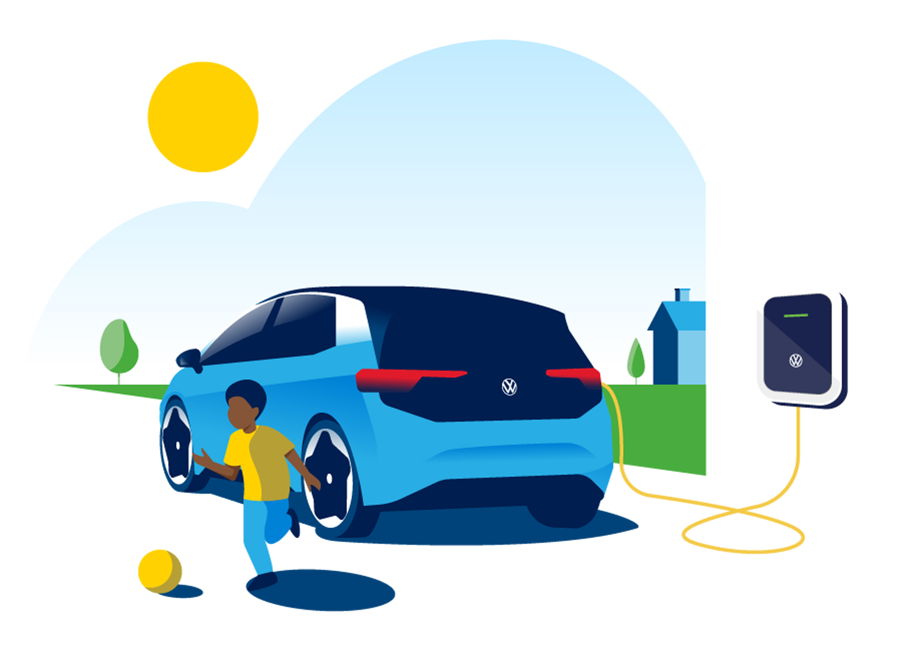 A man is opening the door of the VW ID.3